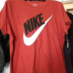 Red Nike t shirt XL white logo New with tags